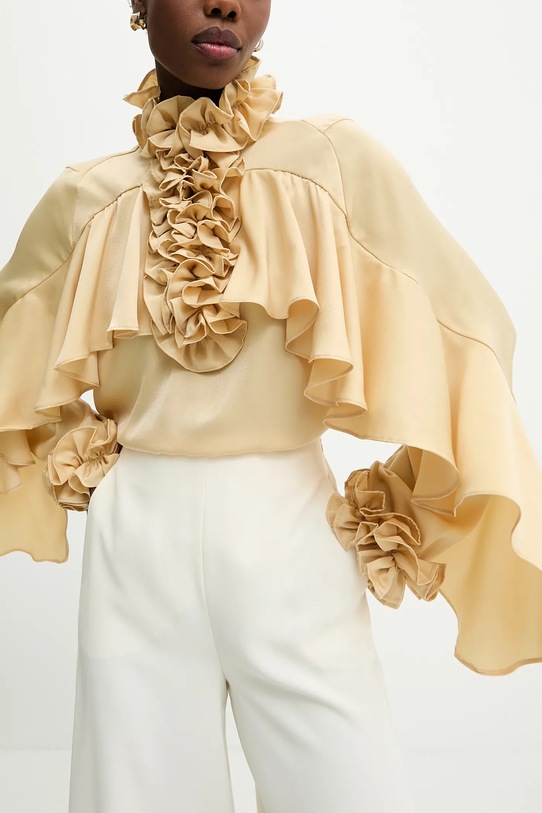 Answear.LAB bluzka z falbanką damska z wiskozy żółty 9674.fos