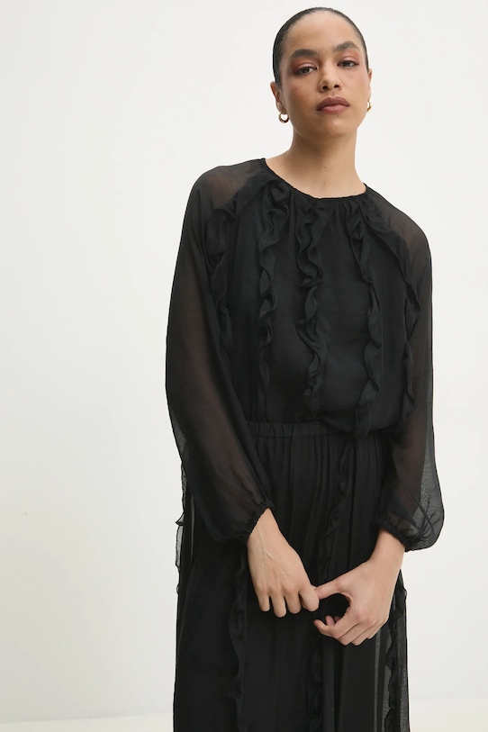 Answear.LAB bluzka z elastanem czarny sw1003.ios