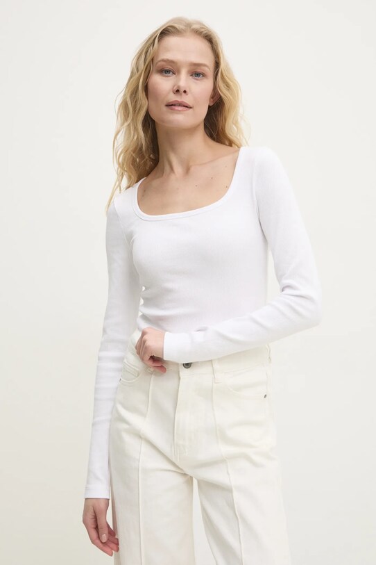 Answear Lab longsleeve uni alb LLT.624CHARLIE.ums