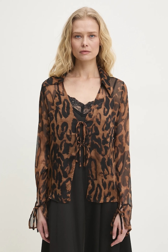 Рубашка Answear.LAB узор коричневый LWT.272KARA.ums