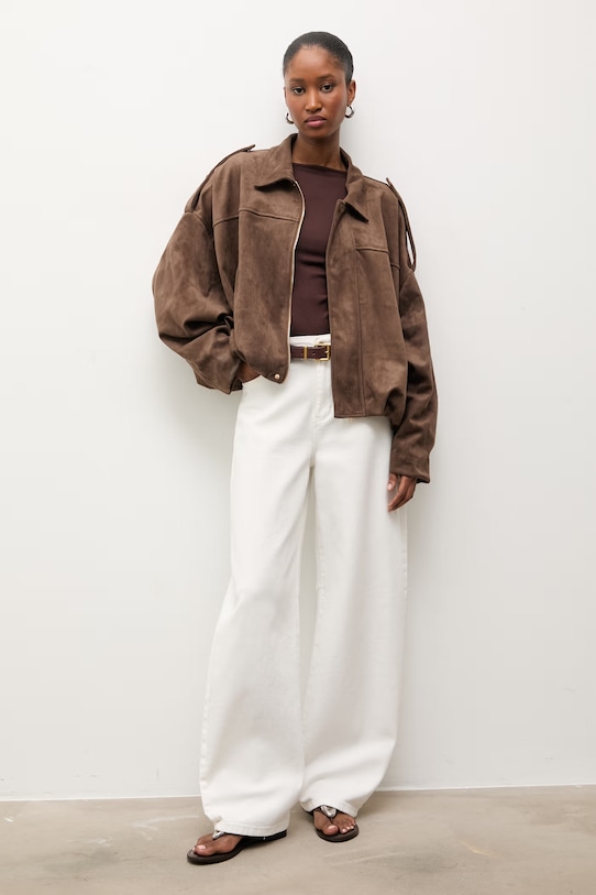 Answear.LAB bluzka asymetryczna damska z wiskozą WW25-BDD03P brązowy WS26