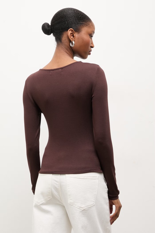 Odzież Answear.LAB bluzka asymetryczna damska z wiskozą WW25-BDD03P brązowy