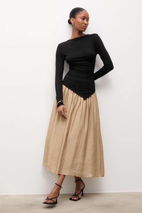 Answear.LAB bluzka asymetryczna damska z wiskozy czarny WW25-BDD03P