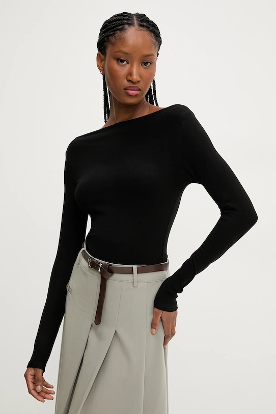 Answear.LAB bluzka z elastanem czarny MFS12519.IKK