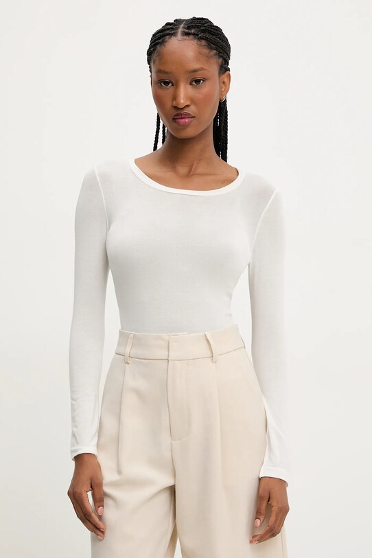 Answear Lab longsleeve uni alb 2082.IWK