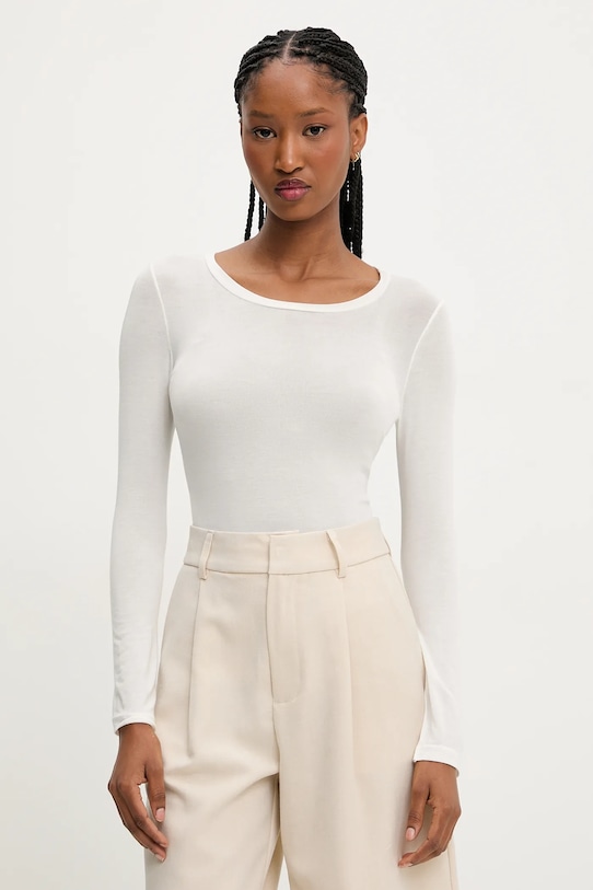 Majica z dolgimi rokavi Answear.LAB Z elastanom bela 2082.IWK