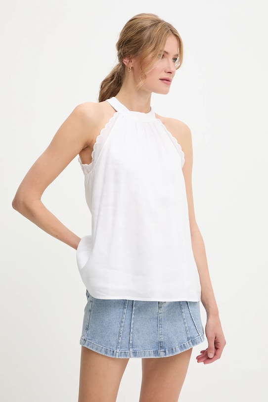 Lněná halenka Answear Lab hladký bílá lx25403.6.fos