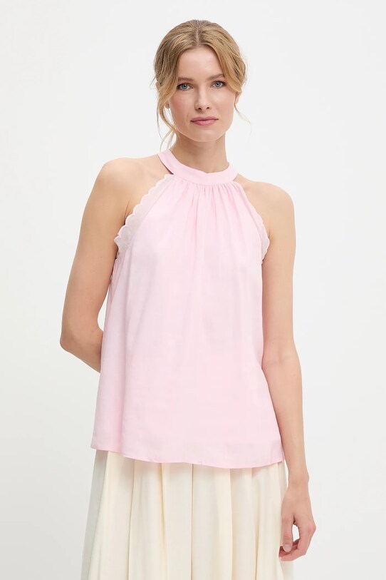 Answear Lab blusa di lino semplice rosa lx25403.6.fos