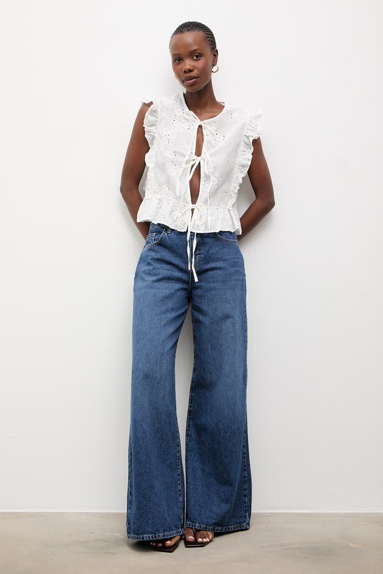 Памучна риза Answear.LAB 24223.tos бял WW25