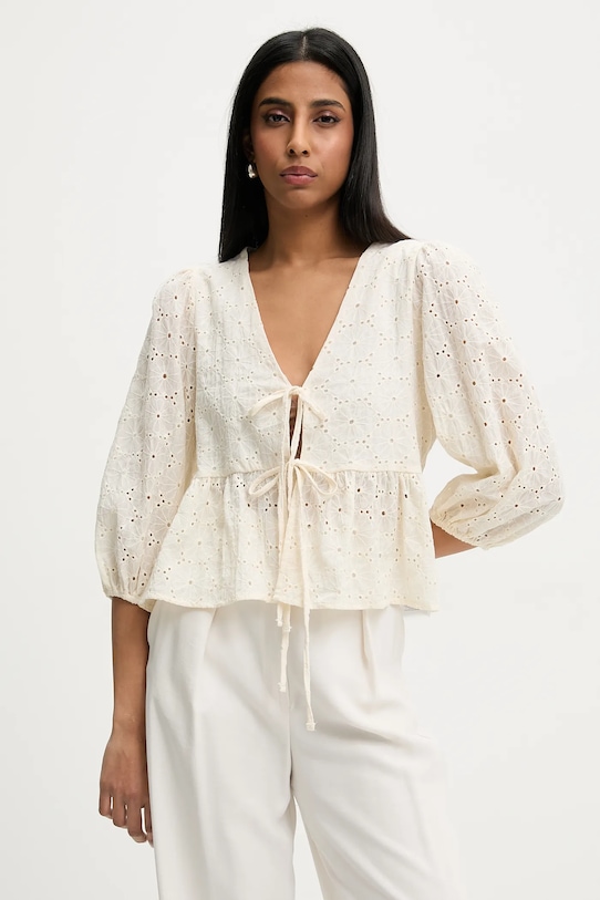 Pamučna majica Answear.LAB casual bež 15675