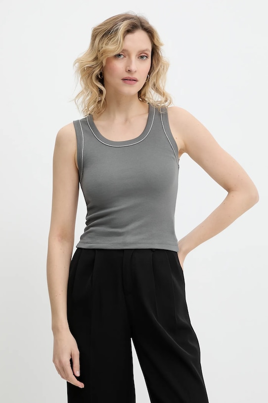 Answear Lab top din bumbac uni gri 1929.tos