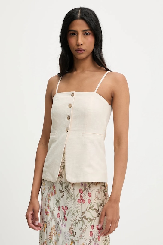 Answear.LAB top bawełniany bawełna beżowy N241987.tos