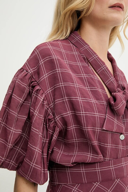 Answear Lab cămașă burgundia 93213.iak