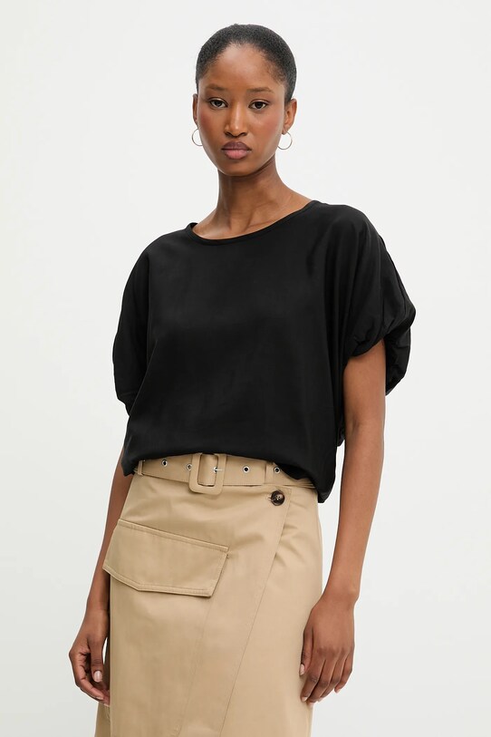 Answear Lab bluza din in uni negru 5263.iak