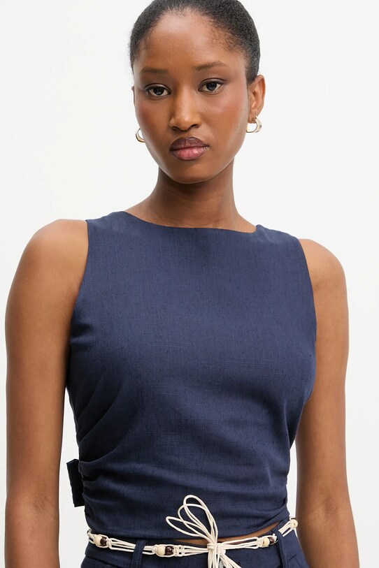 Answear Lab bluza din in bleumarin L9141.hak