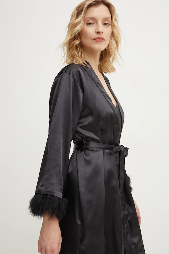 Answear.LAB koszula nocna i szlafrok tkanina czarny 165.fos