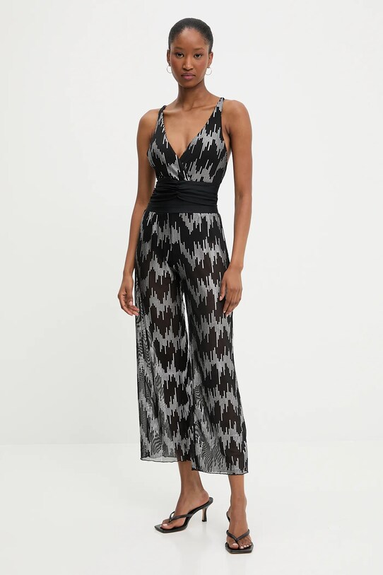 Answear Lab costum de baie dintr-o bucată și pantaloni de plajă cu modele negru vh2cl6212.flk
