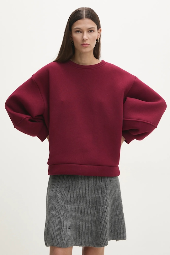 Answear Lab hanorac de bumbac uni burgundia 93880.FLK