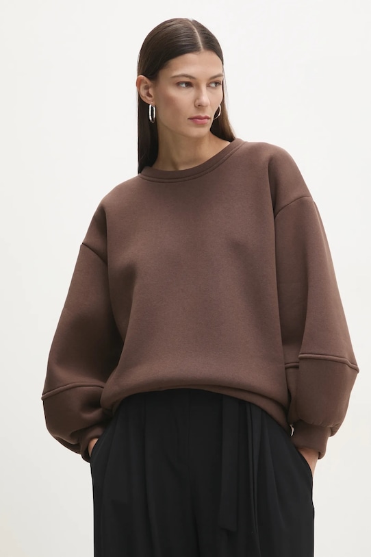 Answear Lab hanorac de bumbac uni maro 93880.FLK