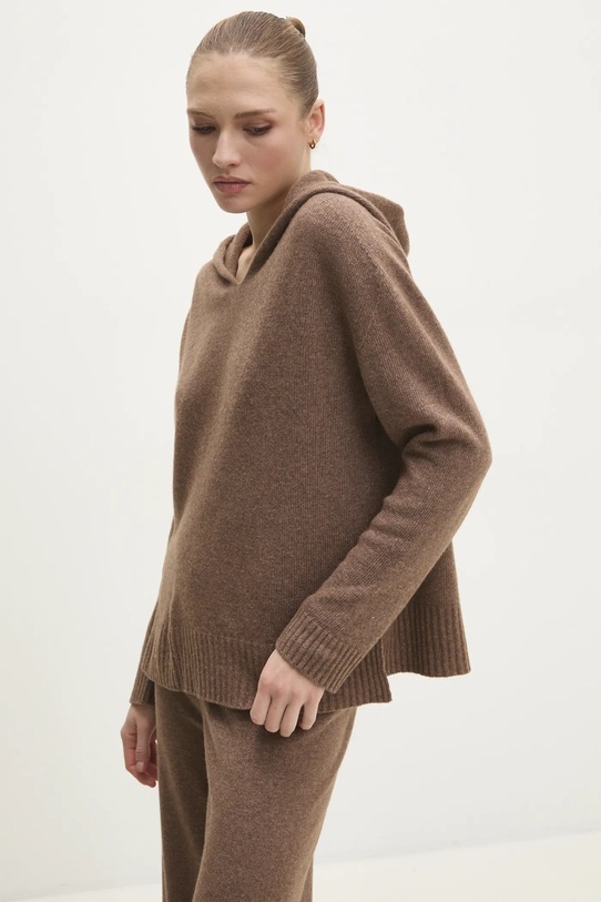 Vlněný svetr Answear.LAB V výstřih hnědá 8353.0.ilk
