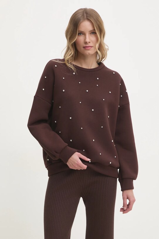 Answear.LAB bluza aplikacja brązowy 3497.ilk