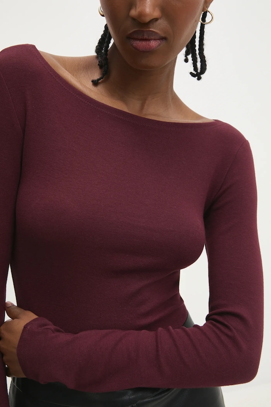 Majica dugih rukava Answear.LAB bez uzorka bordo sng.44.tos