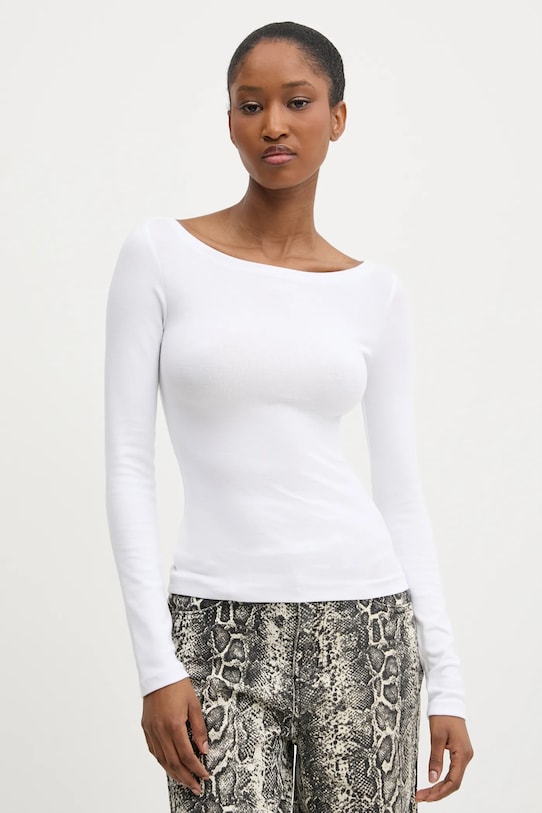 Answear Lab longsleeve uni alb sng.58.tos