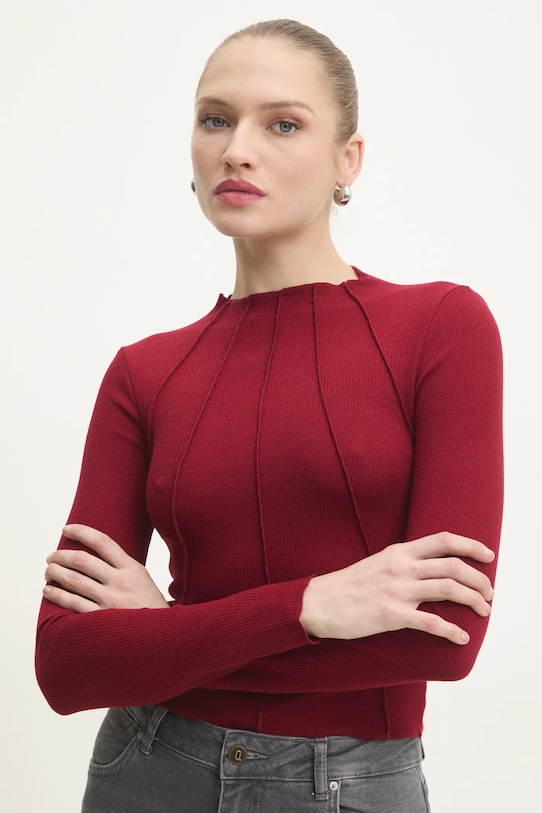 Answear Lab longsleeve uni burgundia 3875.tos