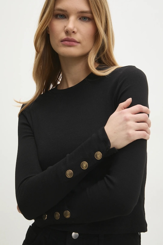 Answear.LAB longsleeve z elastanem czarny 4513.tos