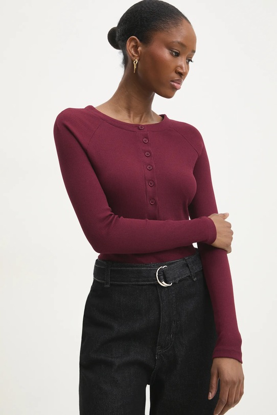 Majica dugih rukava Answear.LAB slim bordo sng.100.tos