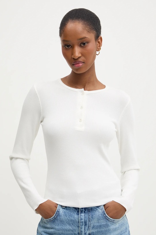 Answear.LAB longsleeve z elastanem biały sng.103.tos