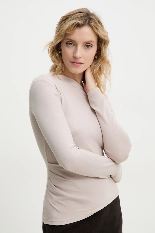 Tričko s dlouhým rukávem Answear.LAB béžová 16527.TWK