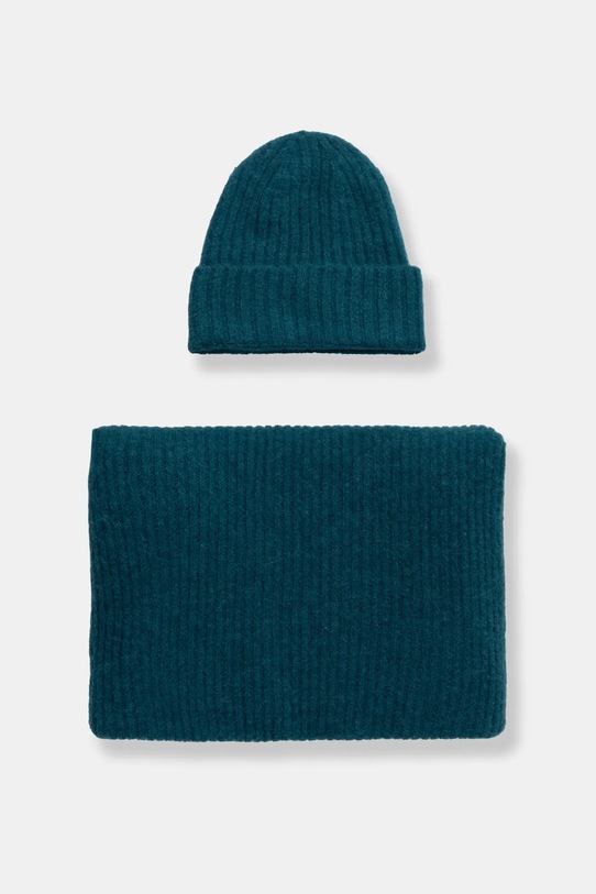Answear Lab căciulă și eșarfă de lână 7086.7711.fms turcoaz WW25