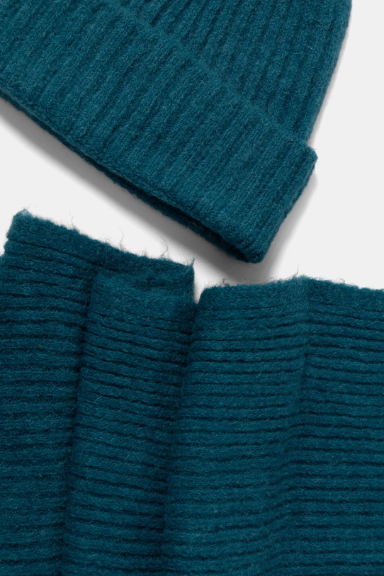 Answear Lab căciulă și eșarfă de lână 7086.7711.fms turcoaz