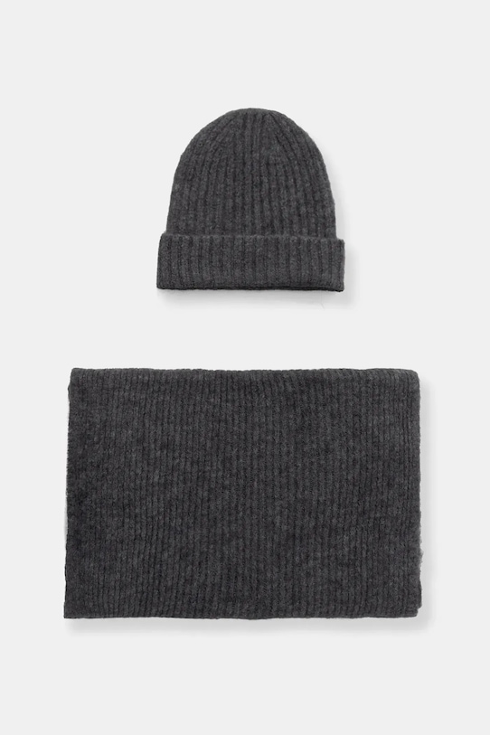 Шапка і шарф з вовною Answear.LAB 7086.7711.fms сірий WW25