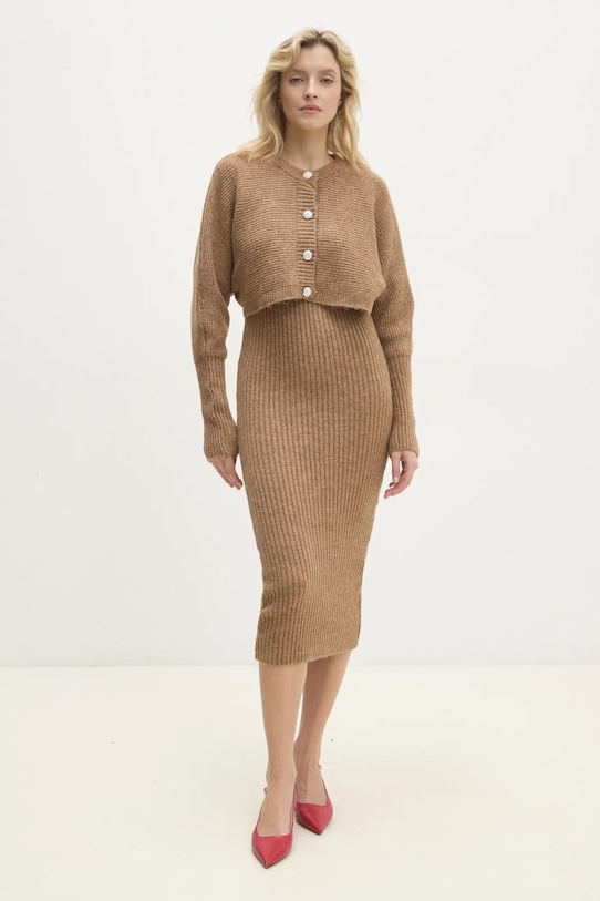 Комплект з вовною Answear.LAB трикотаж коричневий sng.71.tos