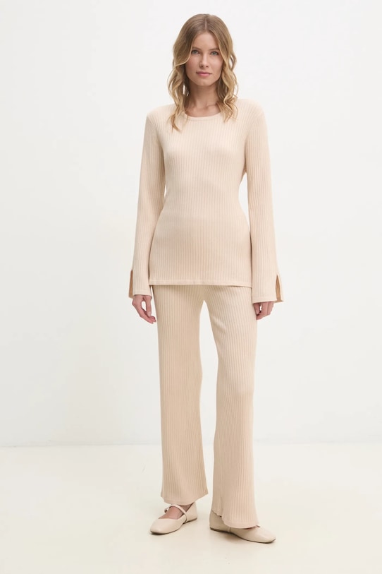 Answear.LAB sweter i spodnie dzianina beżowy qt91025.fms
