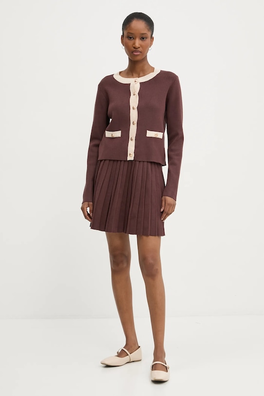 Answear.LAB kardigán és szoknya sima barna 081022.ims