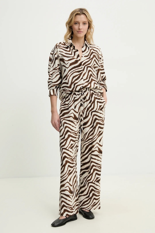 Answear Lab cămașă și pantaloni panza maro 15629.1.15635.1.FLK