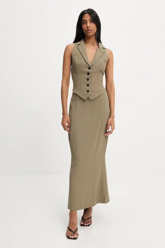 Answear Lab vestă și fustă panza verde 1185.hos