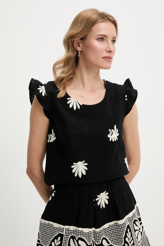 Answear Lab bluză și pantaloni scurți din bumbac SK468.HWK negru WW25