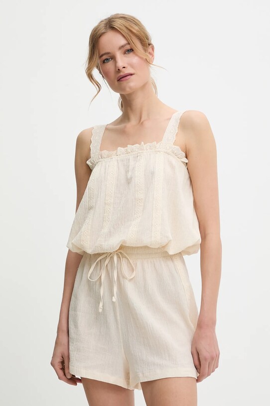 Μπλούζα και βαμβακερή βερμούδα βαμβάκι μπεζ N24173.tos