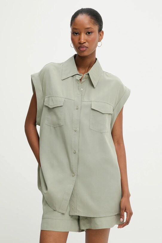 Πουκάμισο και λινή βερμούδα Answear.LAB ύφασμα πράσινο 5248.5250.iak
