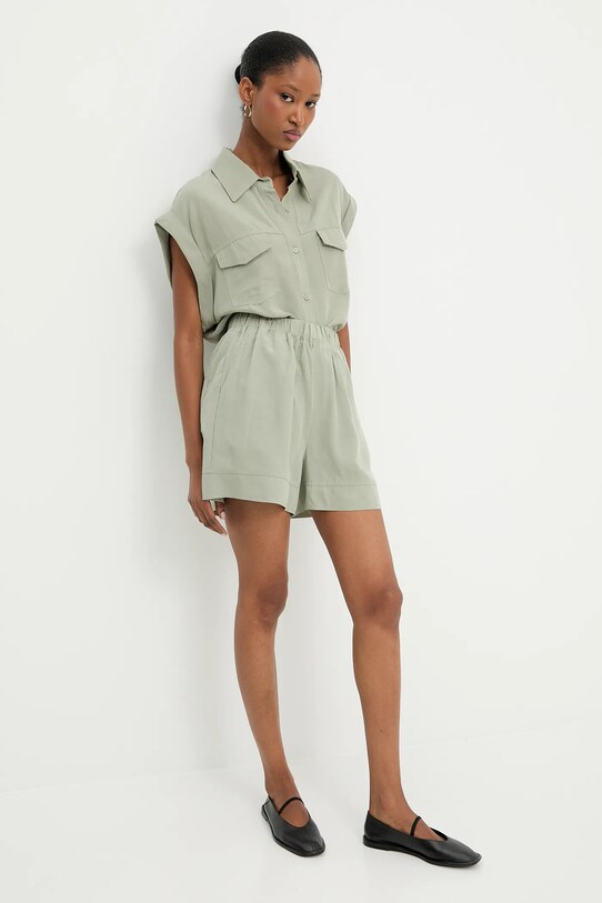 Πουκάμισο και λινή βερμούδα Answear.LAB 5248.5250.iak πράσινο WW25