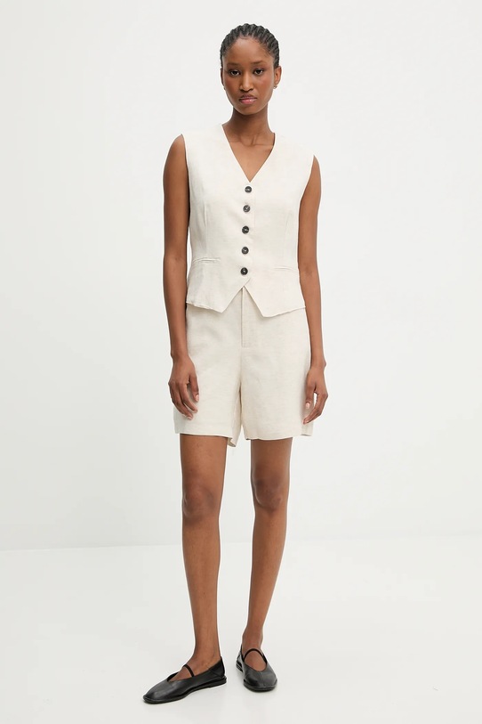 Answear.LAB gilet e pantaloncini con lino melange beige CA2716.hos