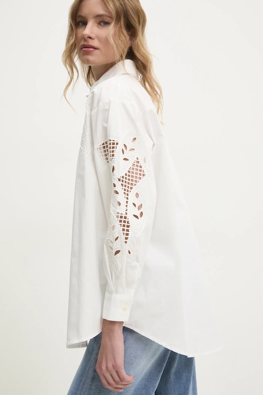 Bombažna srajca Answear.LAB Dolg bela FR85009.HKK