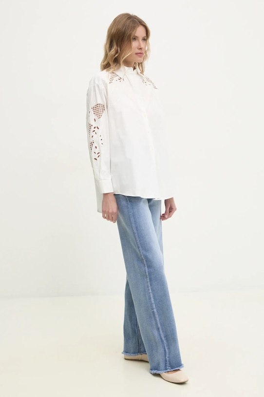 Bombažna srajca Answear.LAB FR85009.HKK bela WW25