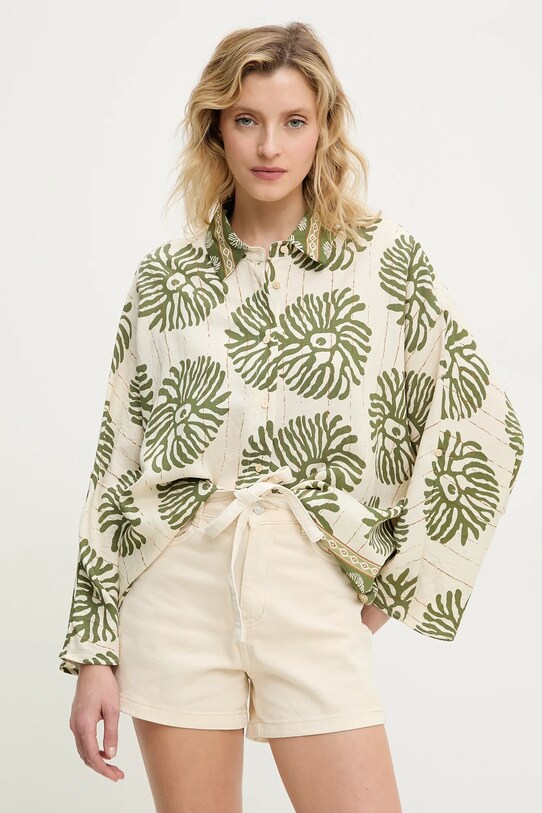 Answear Lab cămașă lung verde vNL257406.ums