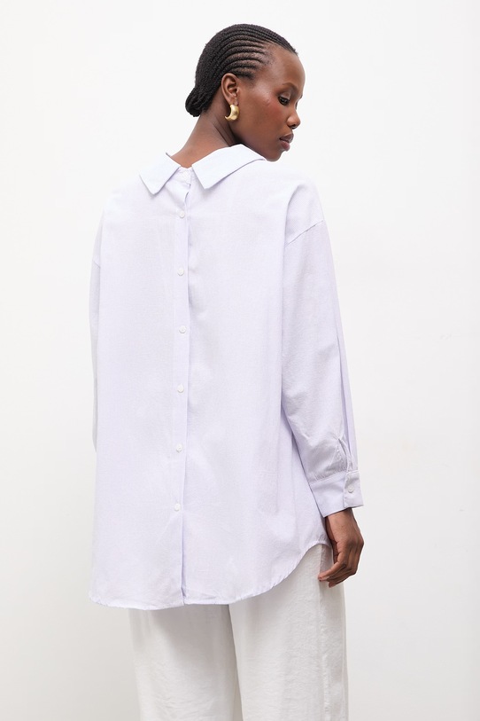 Odzież Answear.LAB koszula lniana E25.42.FLK fioletowy