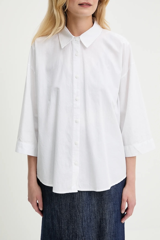 Bavlněná košile Answear.LAB tříčtvrteční bílá sng.129.tos